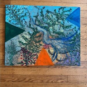 Vibrant Abstract Canvas with Blue and Orange by [Brand]